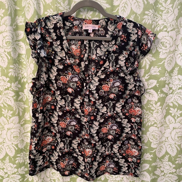 🏝️Big $5 Sale!🏝️Philosophy V-Neck Flutter Sleeves Floral Blouse - Picture 1 of 6